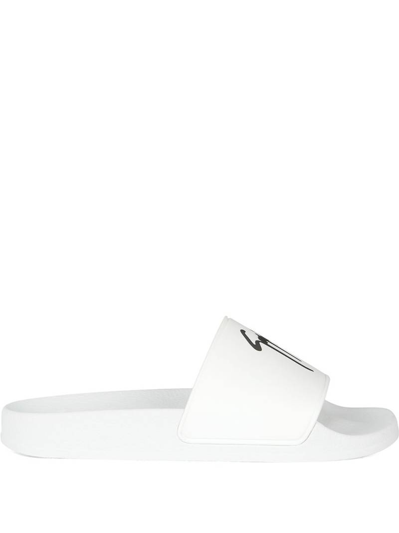 Giuseppe Zanotti Brett logo-print slides - White von Giuseppe Zanotti