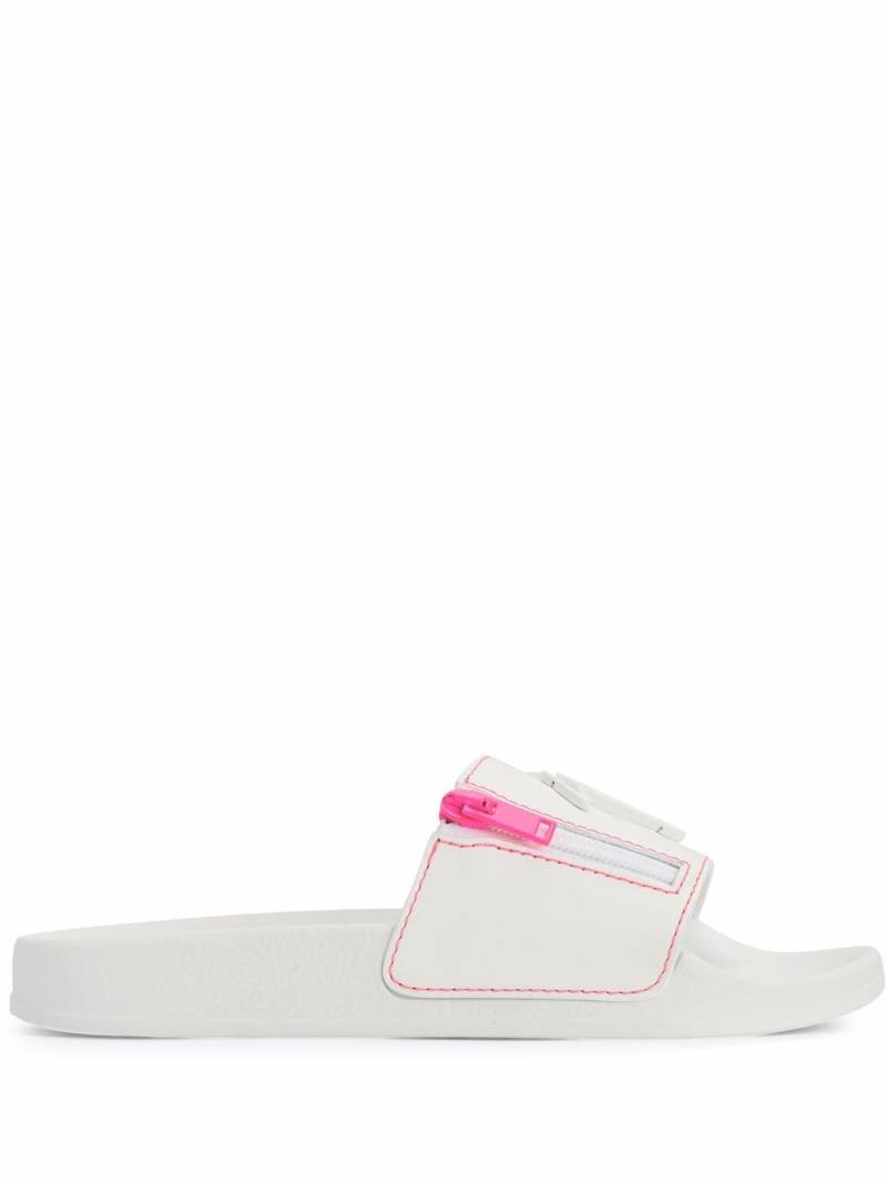 Giuseppe Zanotti Brett logo zip slides - White von Giuseppe Zanotti