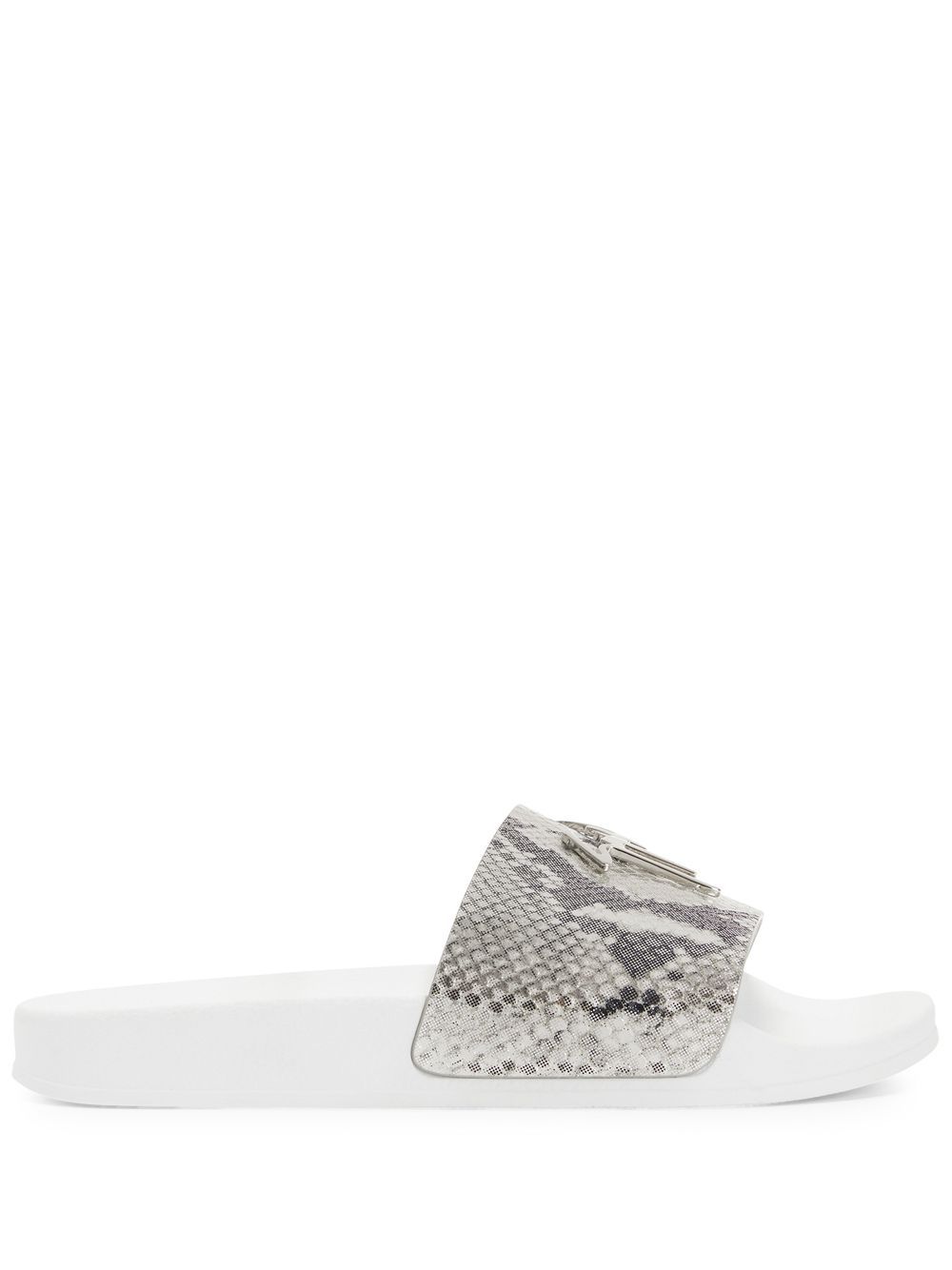 Giuseppe Zanotti Brett snake-print sliders - White von Giuseppe Zanotti