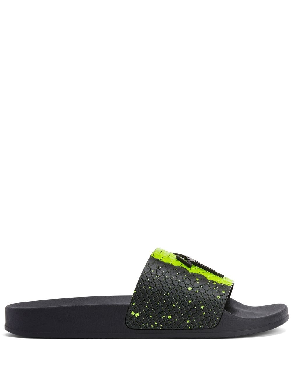 Giuseppe Zanotti Brett snakeskin-effect slides - Black von Giuseppe Zanotti