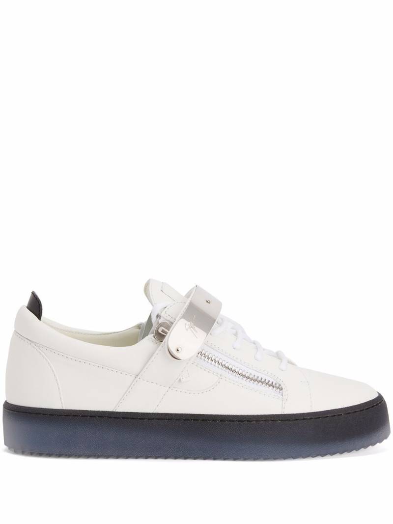 Giuseppe Zanotti Coby metallic-strap leather sneakers - White von Giuseppe Zanotti