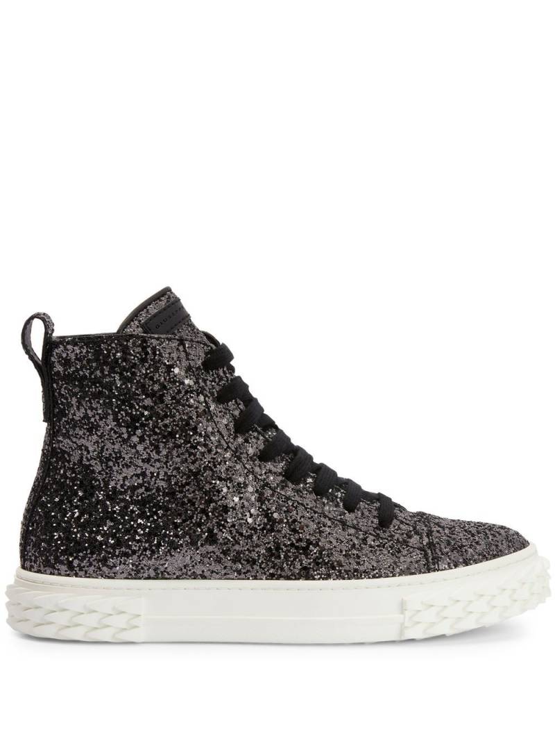 Giuseppe Zanotti Eco-Blabber glitter high-top sneakers - Black von Giuseppe Zanotti