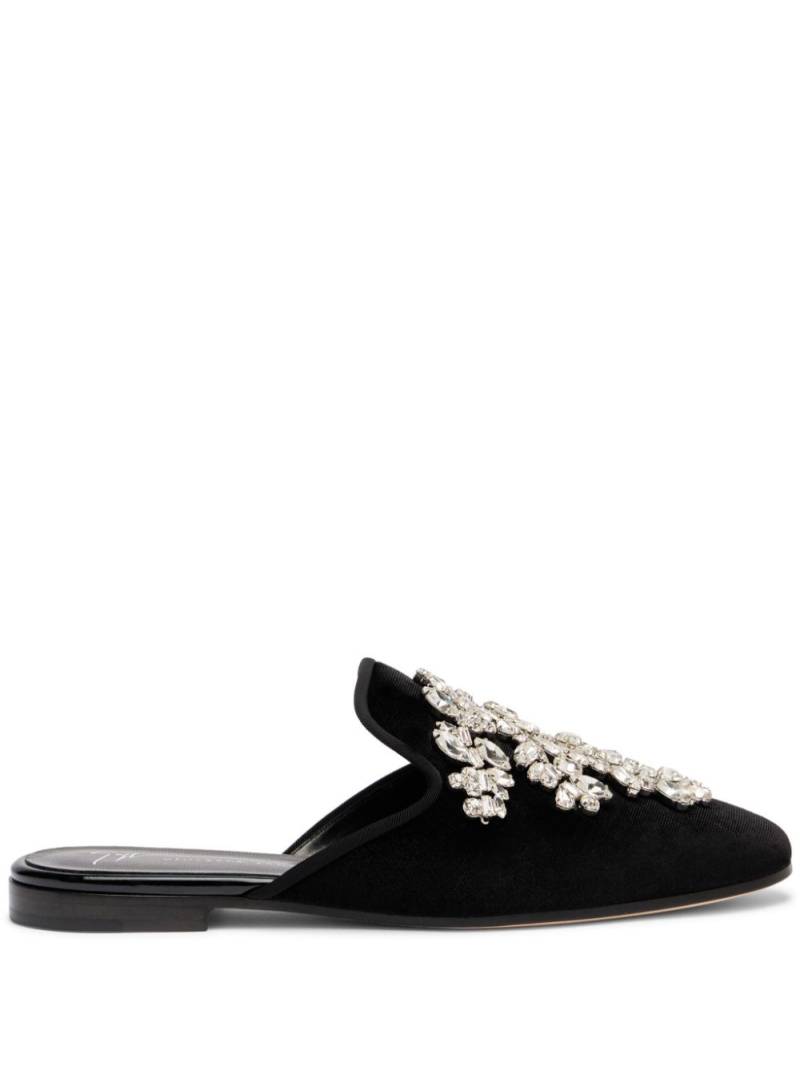 Giuseppe Zanotti Elsa crystal velvet mules - Black von Giuseppe Zanotti