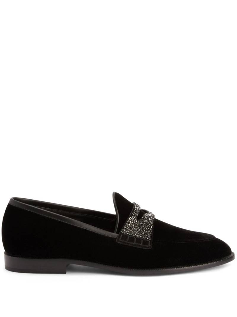 Giuseppe Zanotti Ermy rhinestone-detail velvet loafers - Black von Giuseppe Zanotti