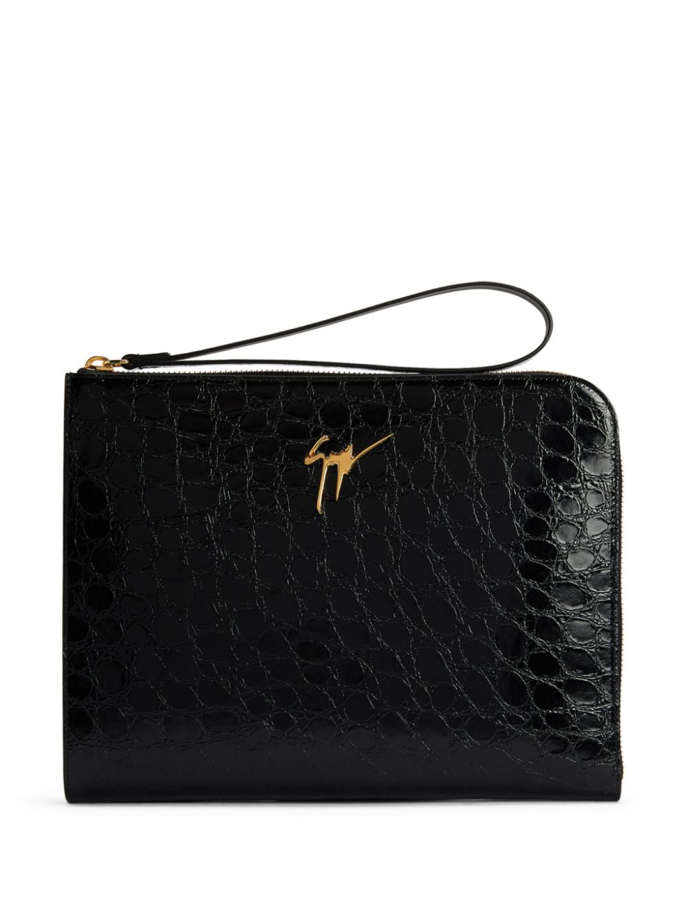 Giuseppe Zanotti Fabian crocodile-embossed leather pouch - Black von Giuseppe Zanotti