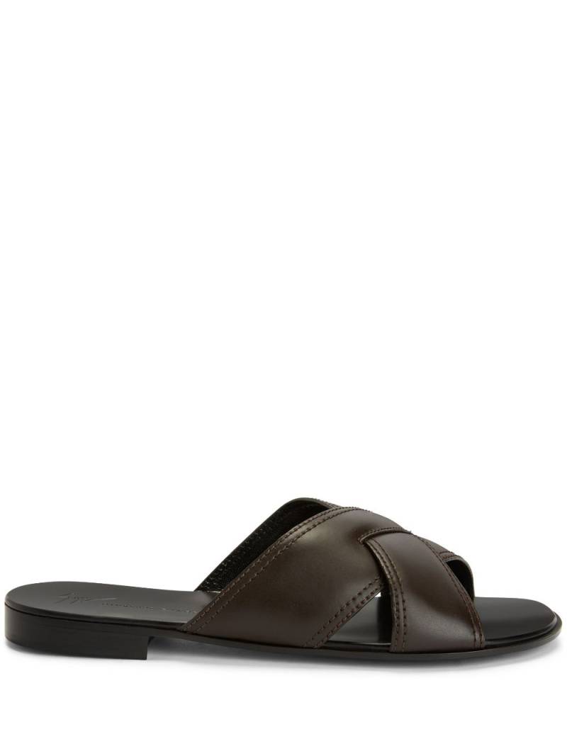 Giuseppe Zanotti Flavio crossover leather slides - Brown von Giuseppe Zanotti