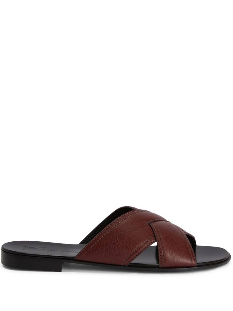 Giuseppe Zanotti Flavio crossover-strap leather slides - Brown von Giuseppe Zanotti