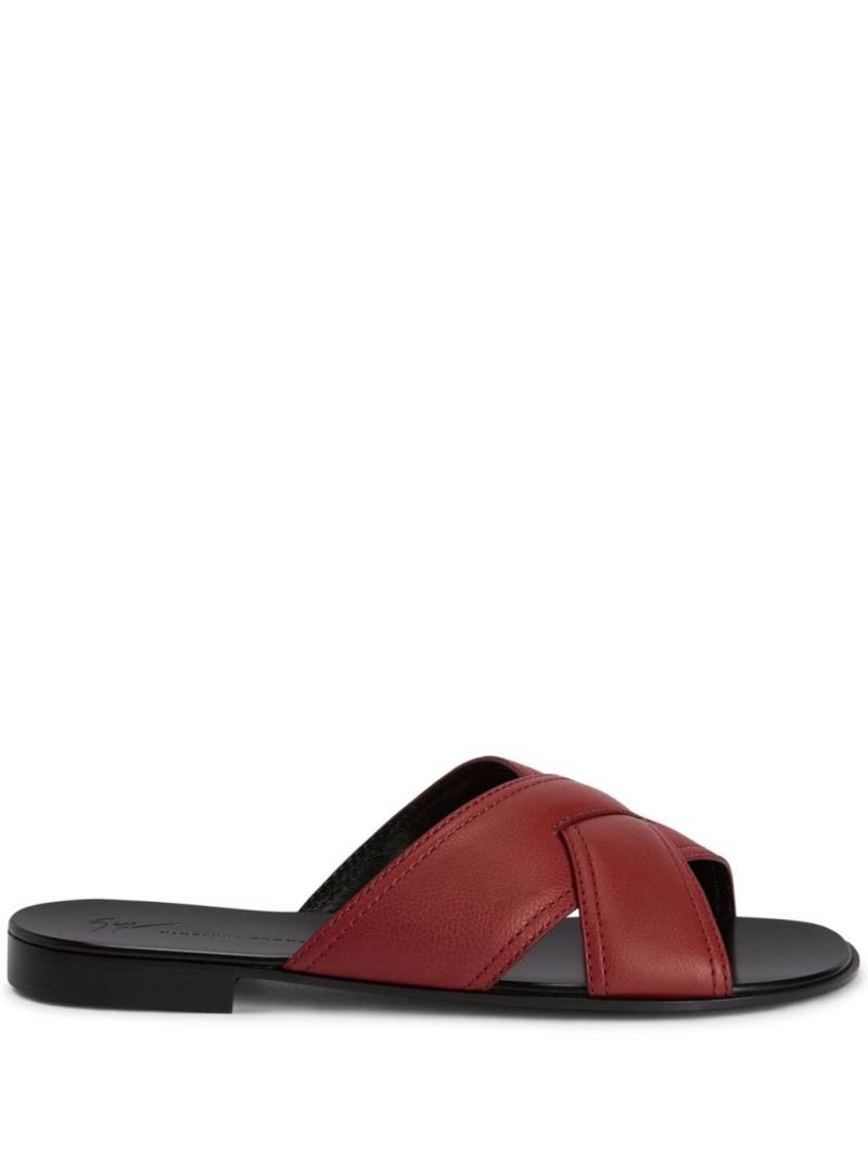 Giuseppe Zanotti Flavio leather flat slides - Red von Giuseppe Zanotti