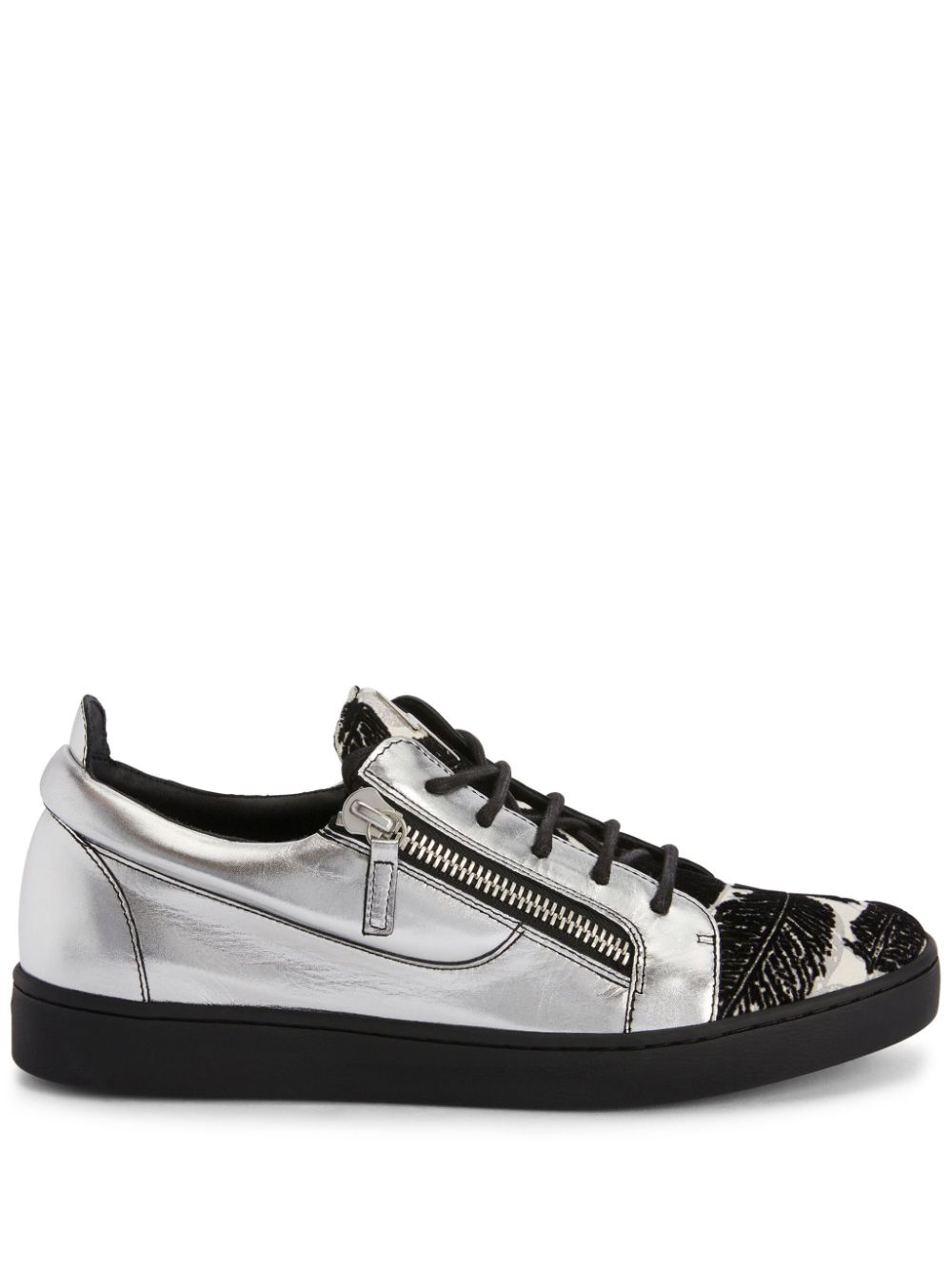 Giuseppe Zanotti Frankie leaf-embroidered leather sneakers - Silver von Giuseppe Zanotti