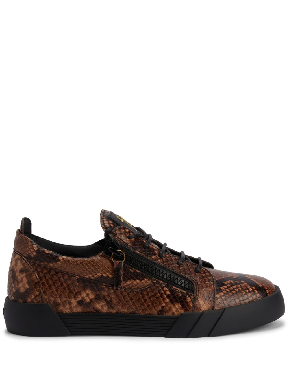 Giuseppe Zanotti Frankie snakeskin-print leather sneakers - Brown von Giuseppe Zanotti