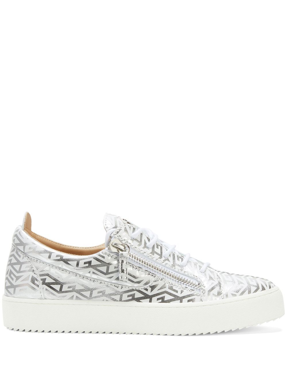 Giuseppe Zanotti Gail monogram-print sneakers - Silver von Giuseppe Zanotti