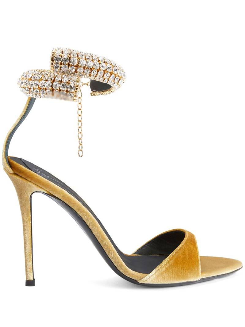 Giuseppe Zanotti Intriigo Bijoux 105mm velvet sandals - Brown von Giuseppe Zanotti