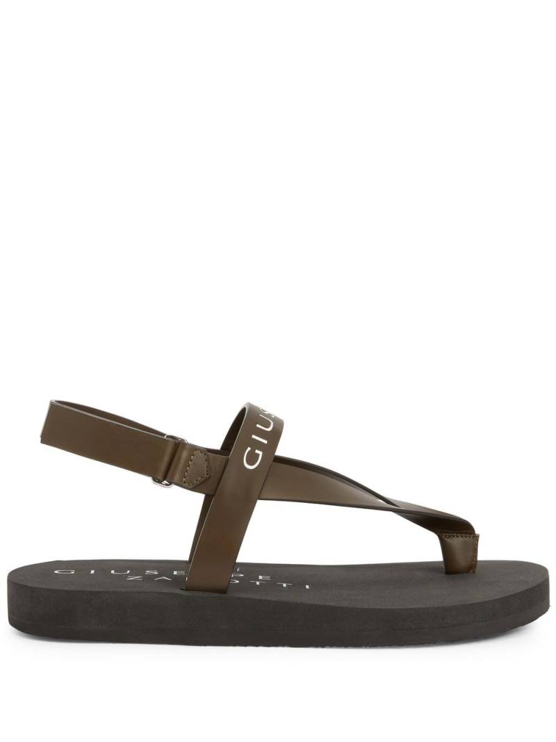 Giuseppe Zanotti Khais logo-print leather sandals - Green von Giuseppe Zanotti