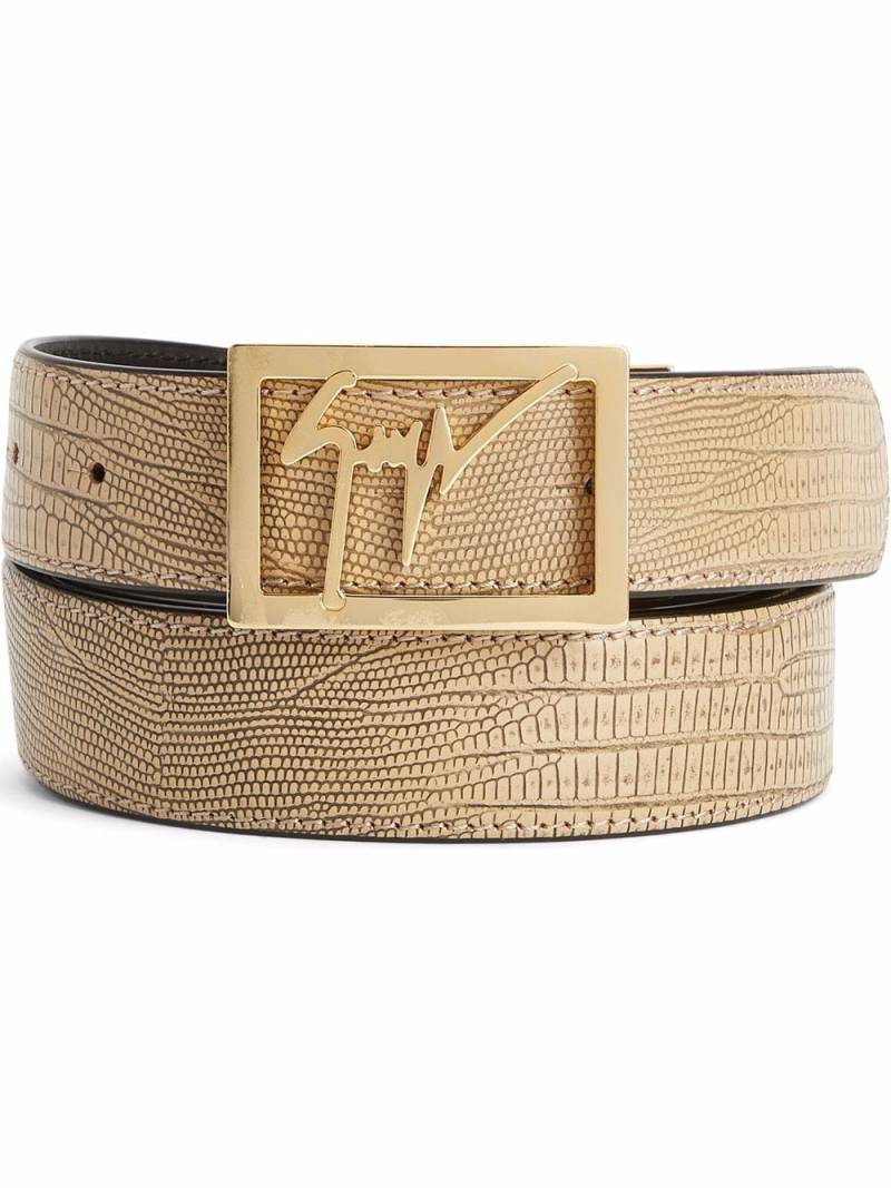 Giuseppe Zanotti Linum logo-buckle leather belt - Neutrals von Giuseppe Zanotti