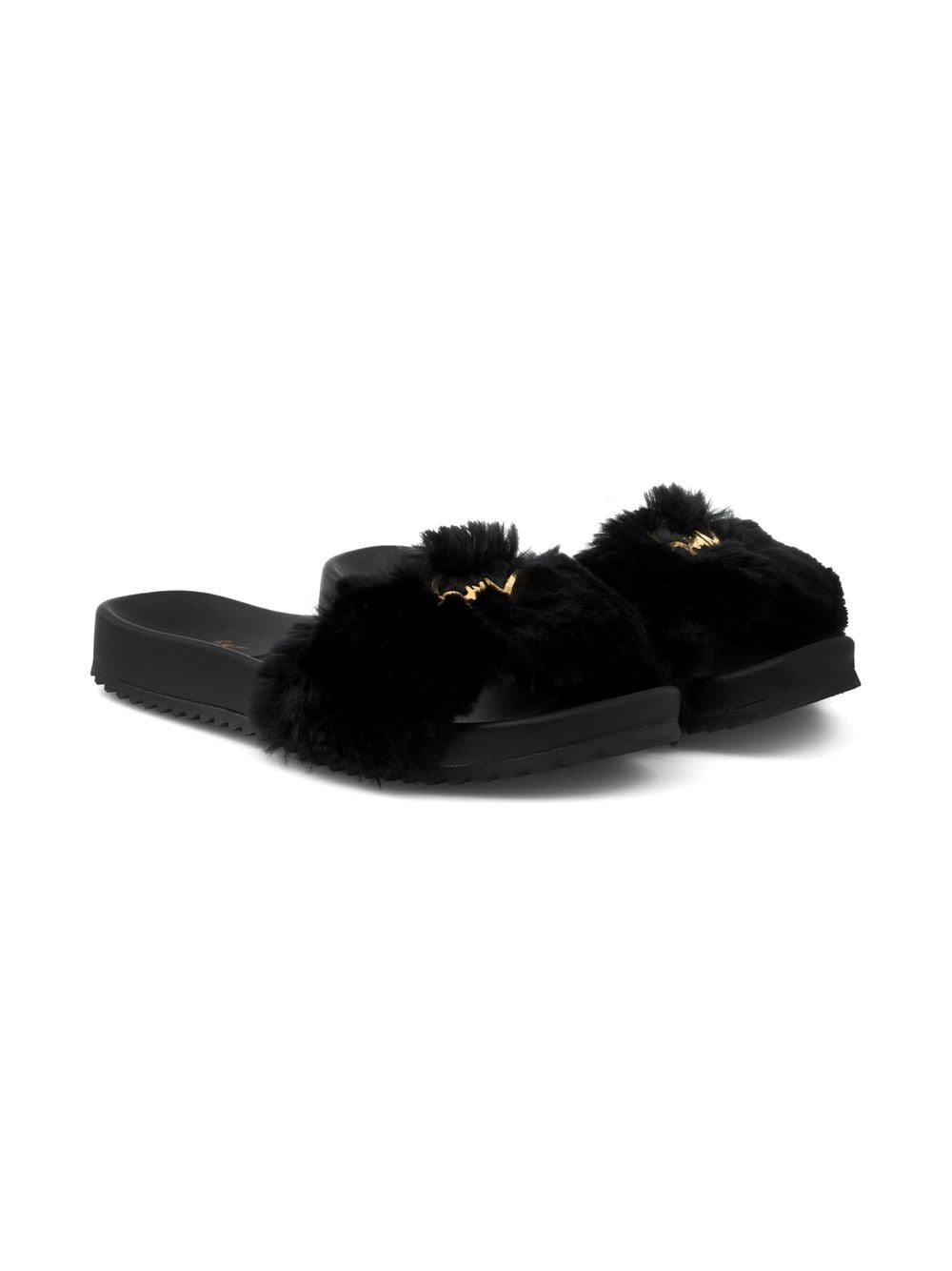 Giuseppe Zanotti Neil Jr. faux fur slides - Black von Giuseppe Zanotti