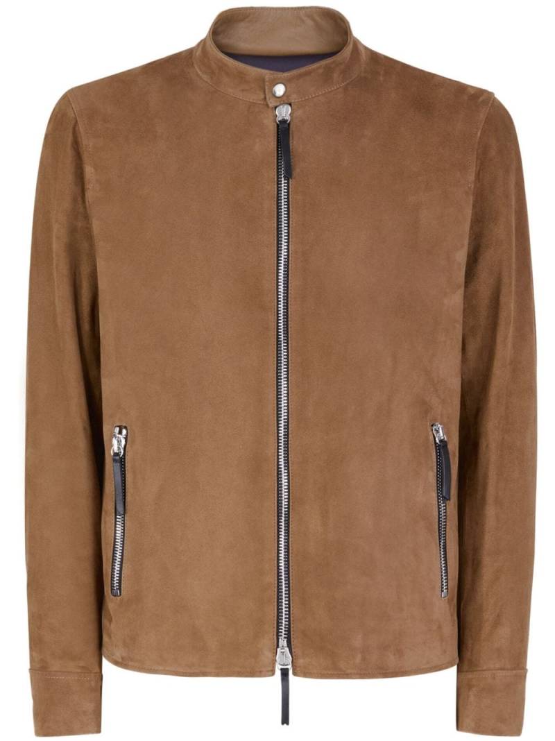 Giuseppe Zanotti Oscar zip-up suede jacket - Brown von Giuseppe Zanotti