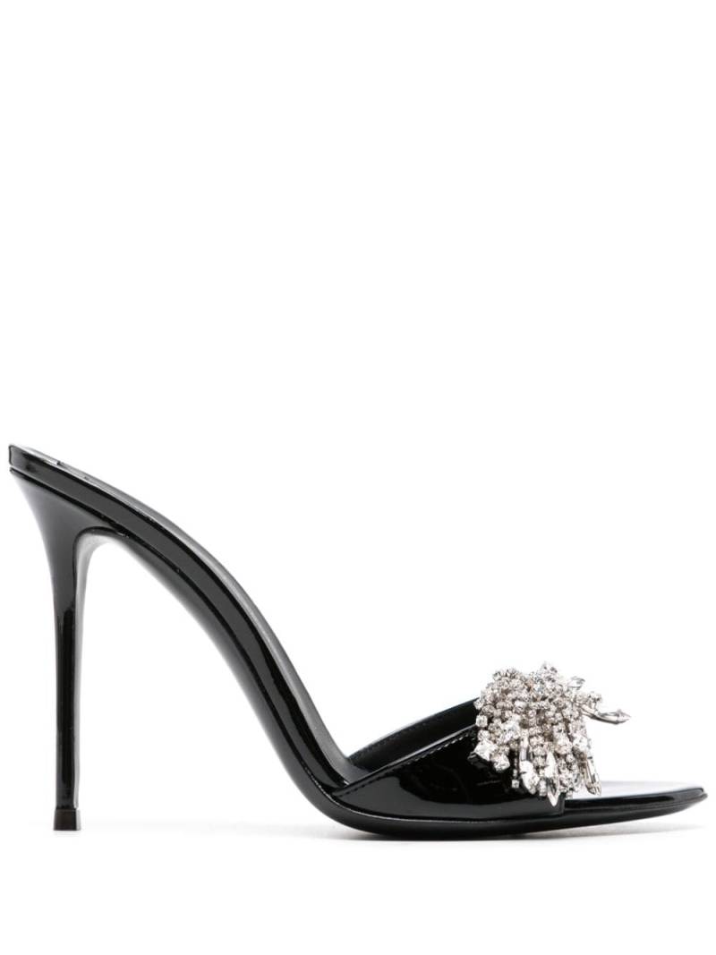 Giuseppe Zanotti Sabry crystal-appliqué patent mules - Black von Giuseppe Zanotti