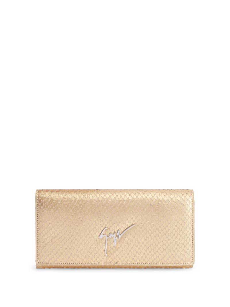 Giuseppe Zanotti Selene python-print wallet - Gold von Giuseppe Zanotti