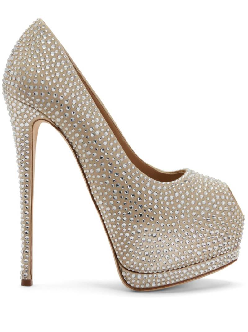 Giuseppe Zanotti Sharon 140mm rhinestone-embellished pumps - Neutrals von Giuseppe Zanotti