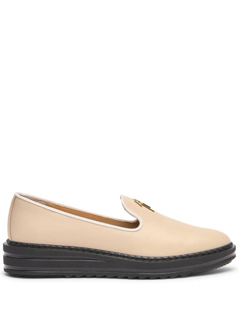 Giuseppe Zanotti Tim logo-lettering loafers - Neutrals von Giuseppe Zanotti