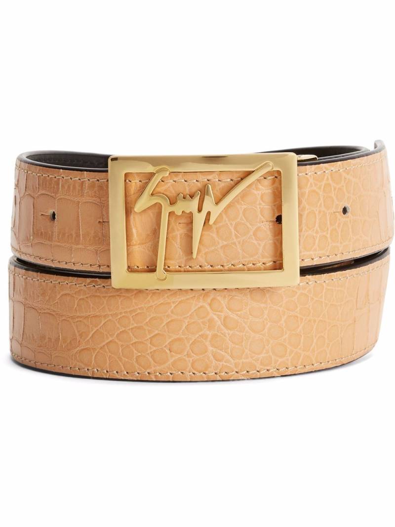 Giuseppe Zanotti crocodile-effect logo-buckle belt - Neutrals von Giuseppe Zanotti