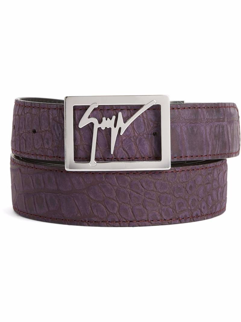 Giuseppe Zanotti crocodile embossed logo-buckle belt - Black von Giuseppe Zanotti