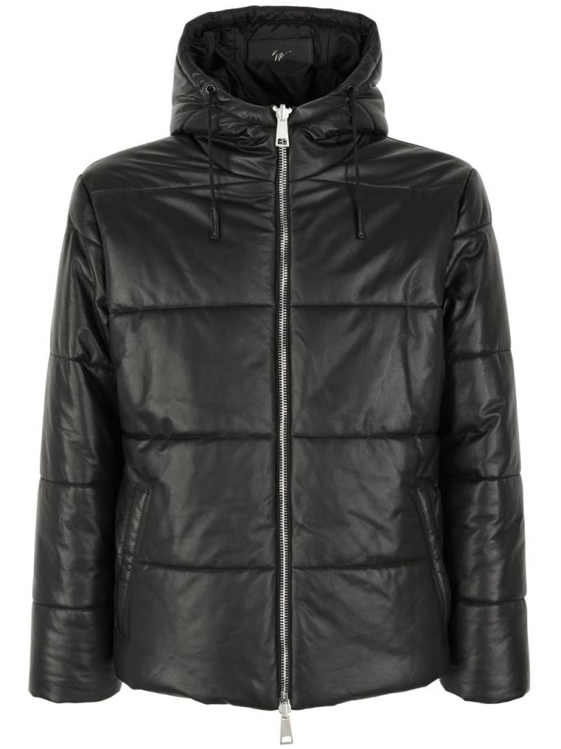 Giuseppe Zanotti drawstring-hood leather puffer jacket - Black von Giuseppe Zanotti