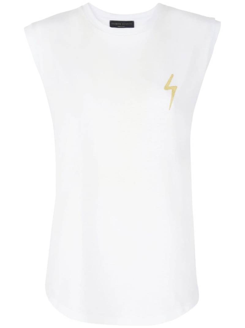 Giuseppe Zanotti logo-embroidered sleeveless cotton tank top - White von Giuseppe Zanotti