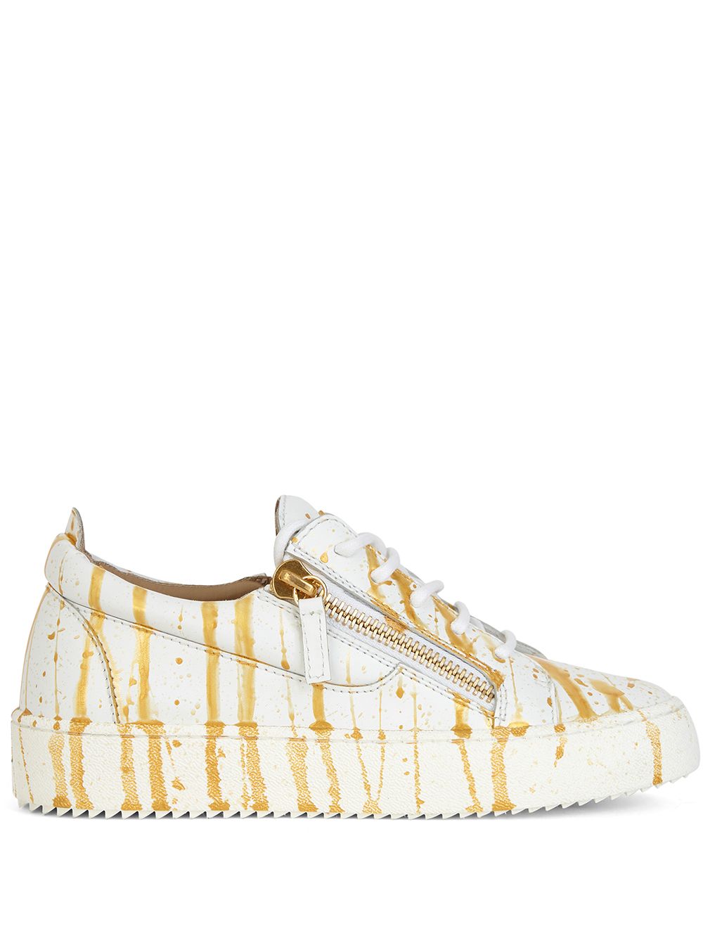 Giuseppe Zanotti paint-splatter leather sneakers - White von Giuseppe Zanotti