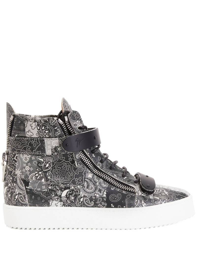 Giuseppe Zanotti paisley-print high-top sneakers - Black von Giuseppe Zanotti