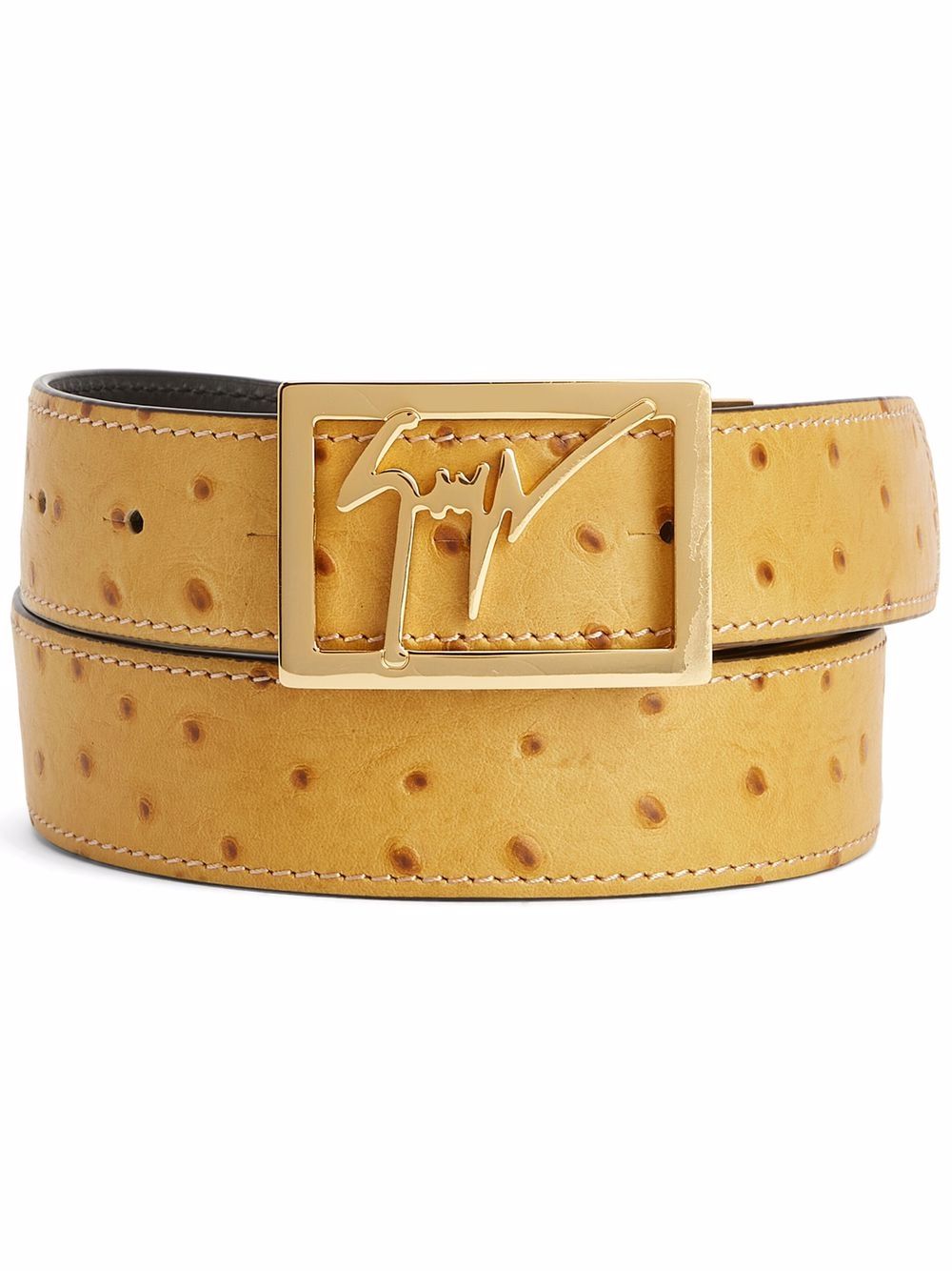 Giuseppe Zanotti pebbled logo-buckle belt - Neutrals von Giuseppe Zanotti