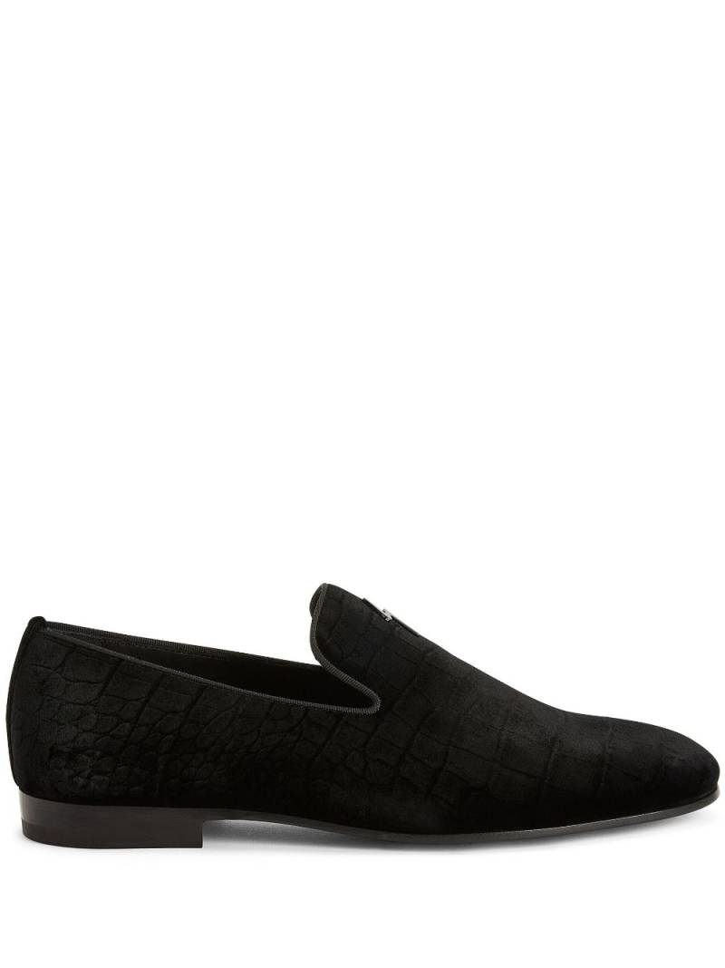 Giuseppe Zanotti slip-on velvet loafers - Black von Giuseppe Zanotti