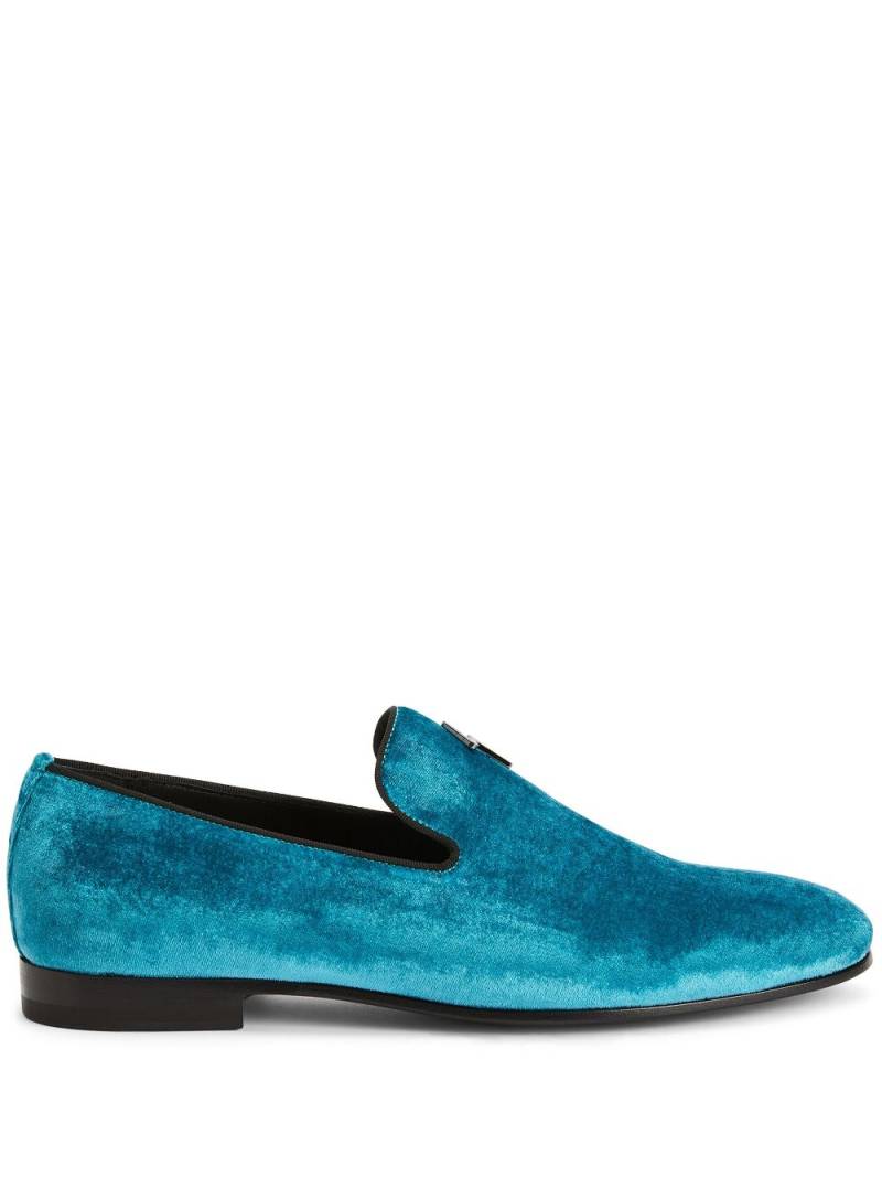 Giuseppe Zanotti velvet slip-on loafers - Blue von Giuseppe Zanotti