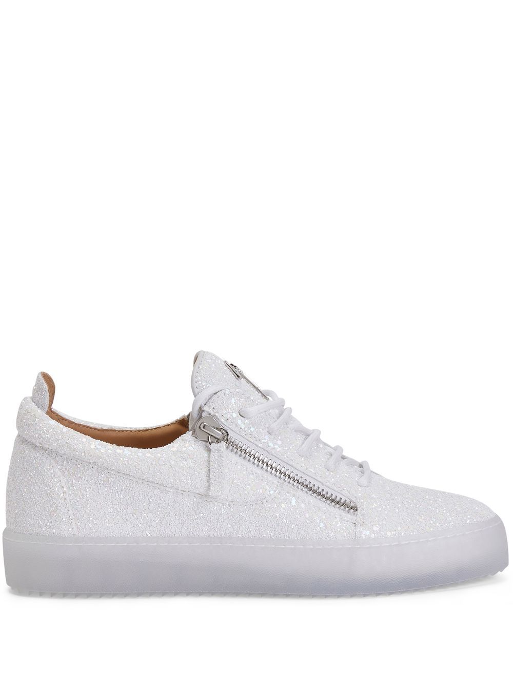 Giuseppe Zanotti zip-detail glitter sneakers - White von Giuseppe Zanotti