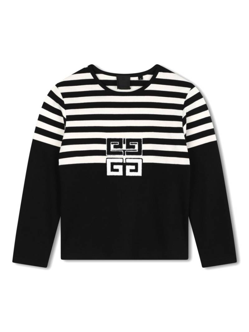 Givenchy Kids 4G-appliqué striped T-shirt - Black von Givenchy Kids