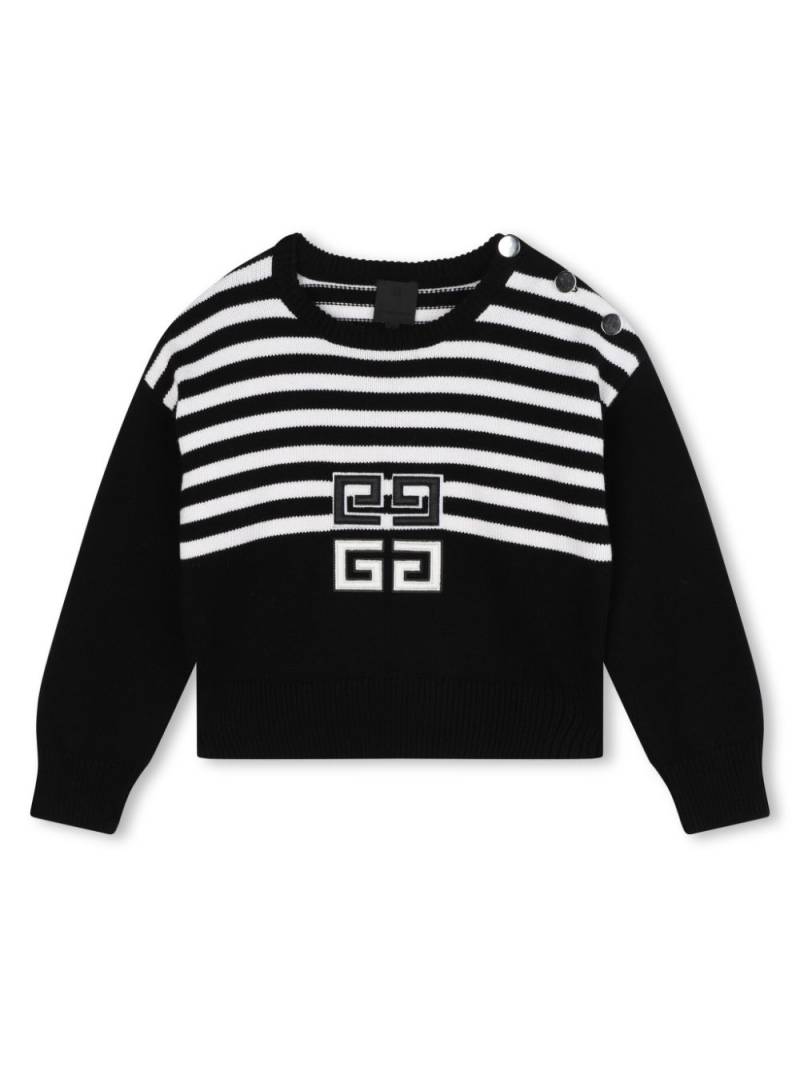 Givenchy Kids 4G-appliqué striped jumper - Black von Givenchy Kids