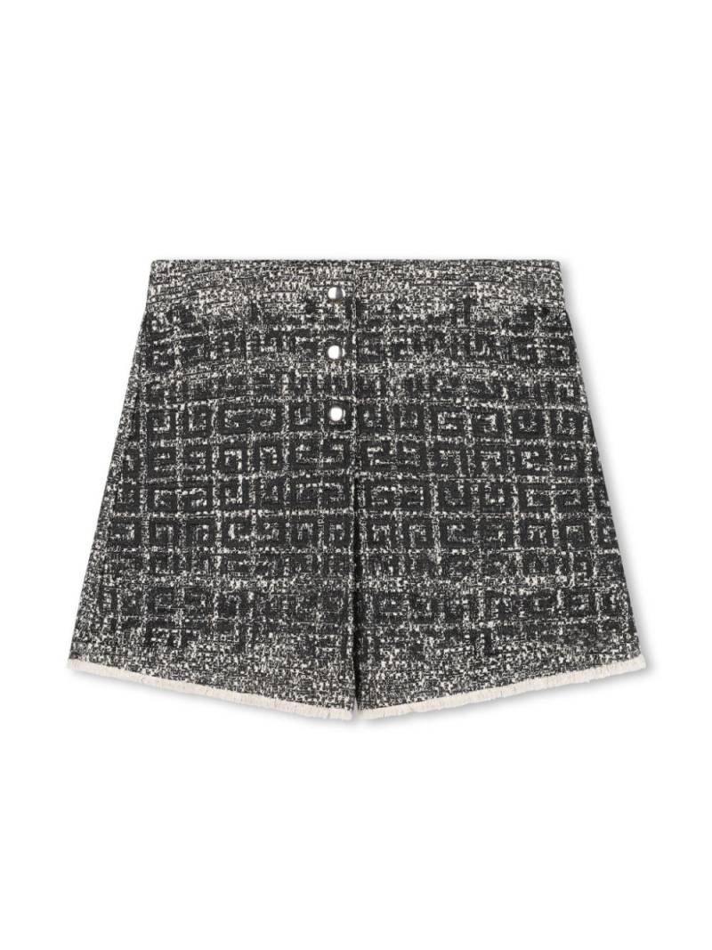 Givenchy Kids 4G-embroidered tweed skirt-shorts - Black von Givenchy Kids