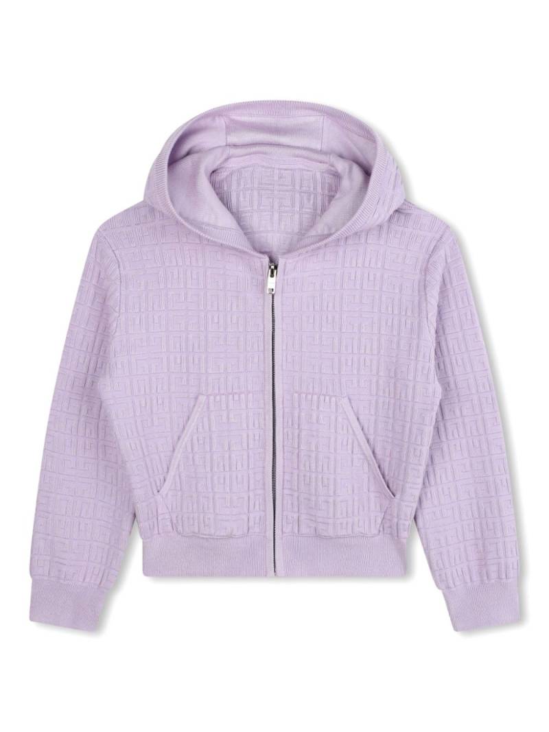 Givenchy Kids 4G-jacquard hooded cardigan - Purple von Givenchy Kids