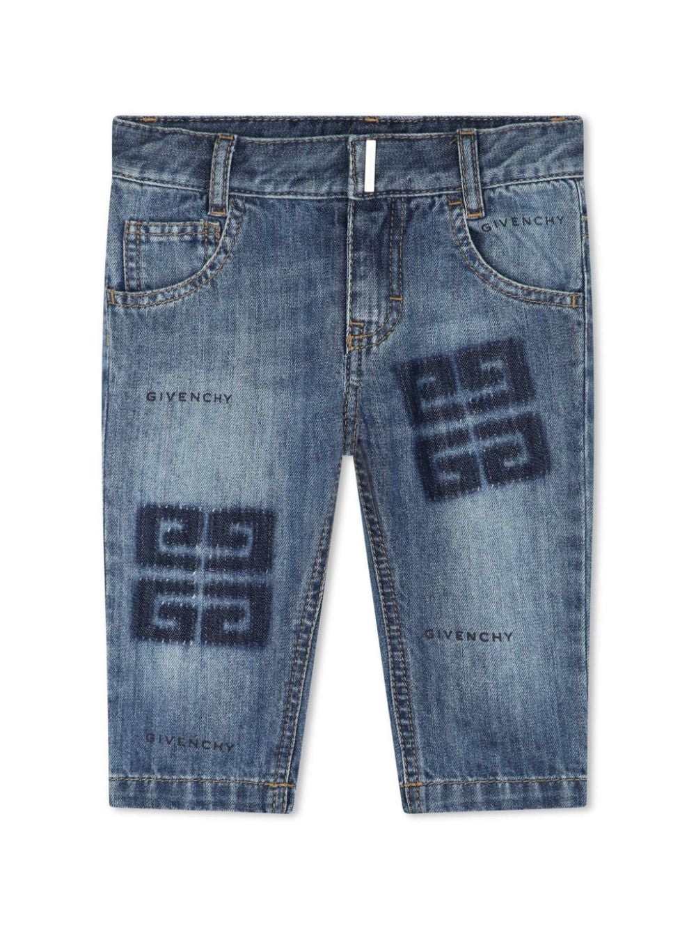 Givenchy Kids 4G-motif straight-leg jeans - Blue von Givenchy Kids