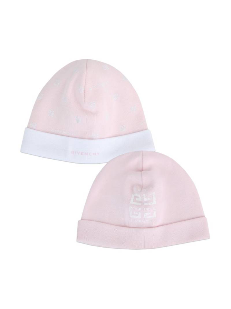 Givenchy Kids 4G-print cotton beanie (set of two) - Pink von Givenchy Kids