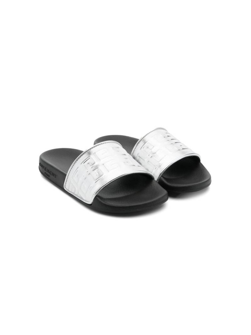 Givenchy Kids debossed-Greca detail slides - Silver von Givenchy Kids