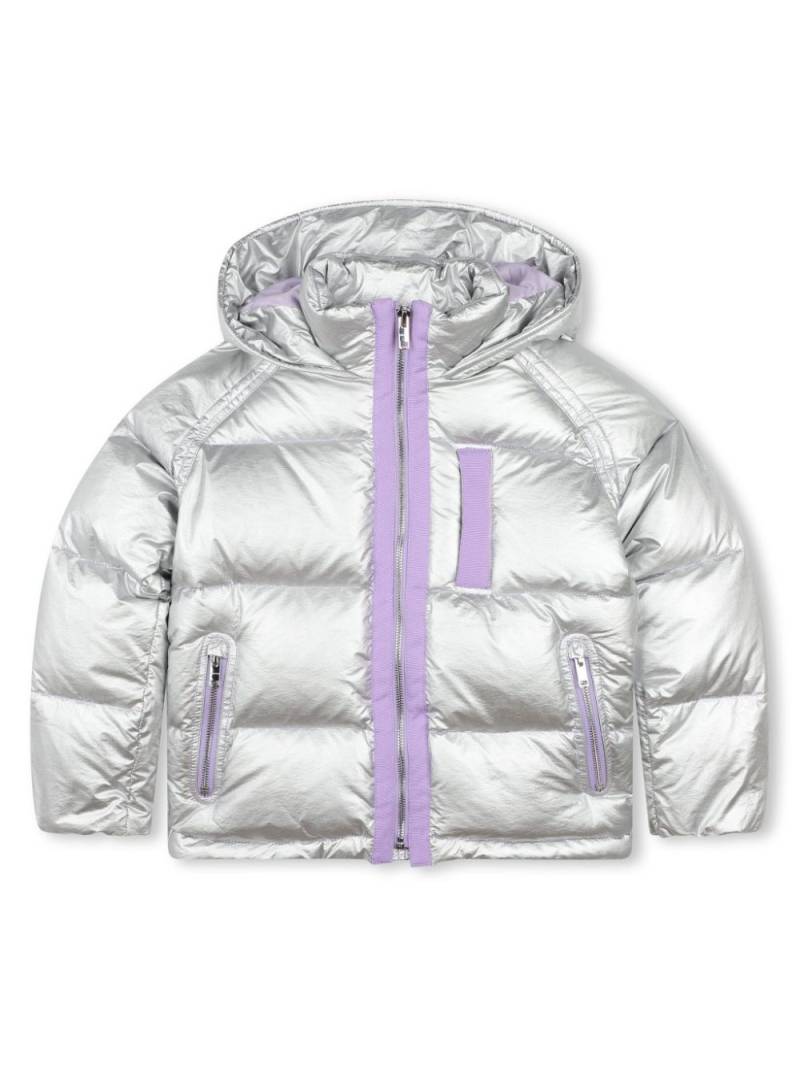 Givenchy Kids embroidered-logo puffer jacket - Silver von Givenchy Kids