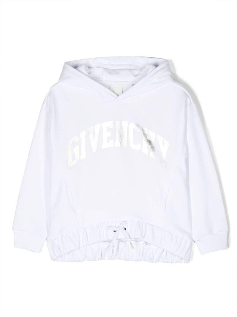 Givenchy Kids flocked-logo cotton hoodie - White von Givenchy Kids