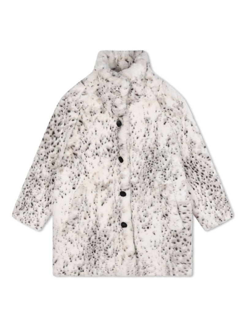 Givenchy Kids logo-appliqué faux-fur coat - Neutrals von Givenchy Kids