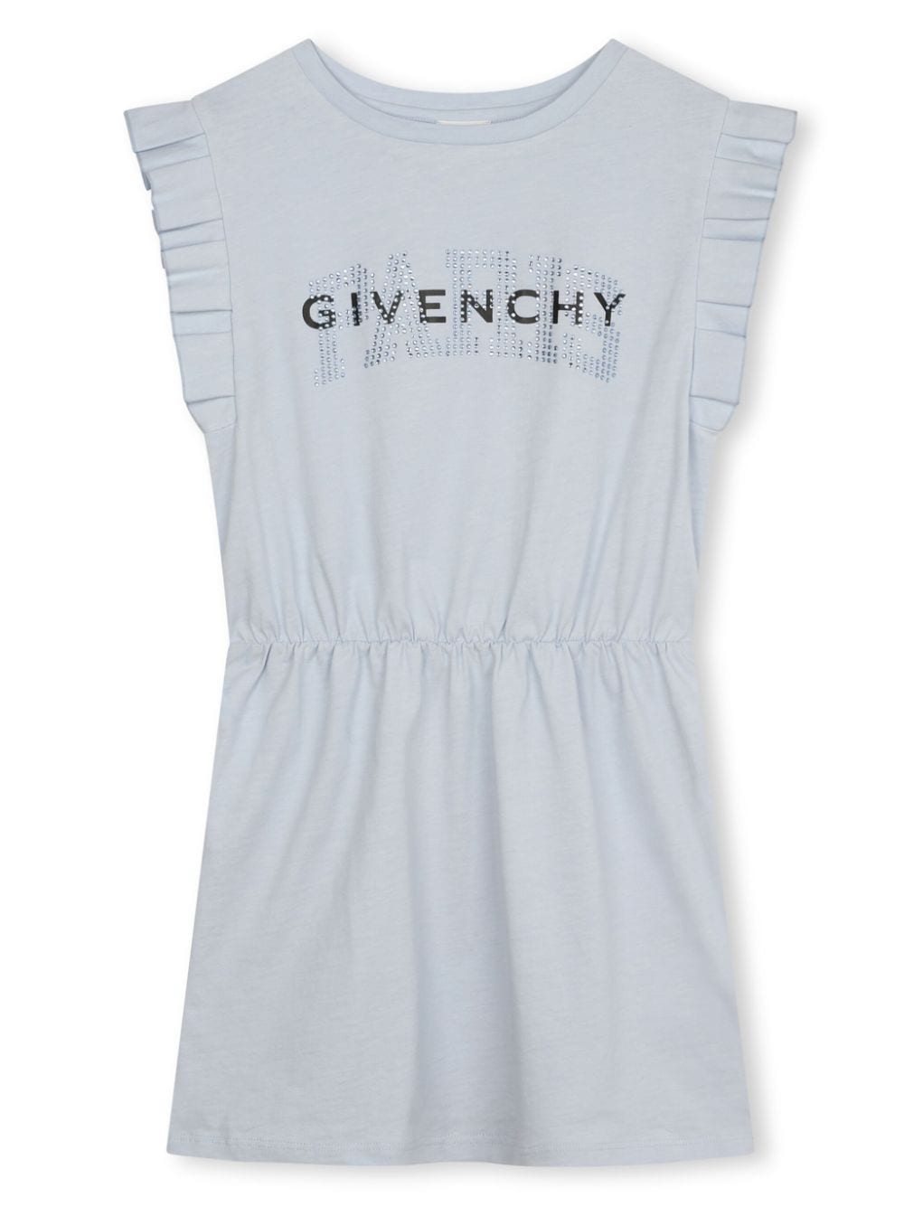 Givenchy Kids logo-embellished ruffled-sleeves dress - Blue von Givenchy Kids