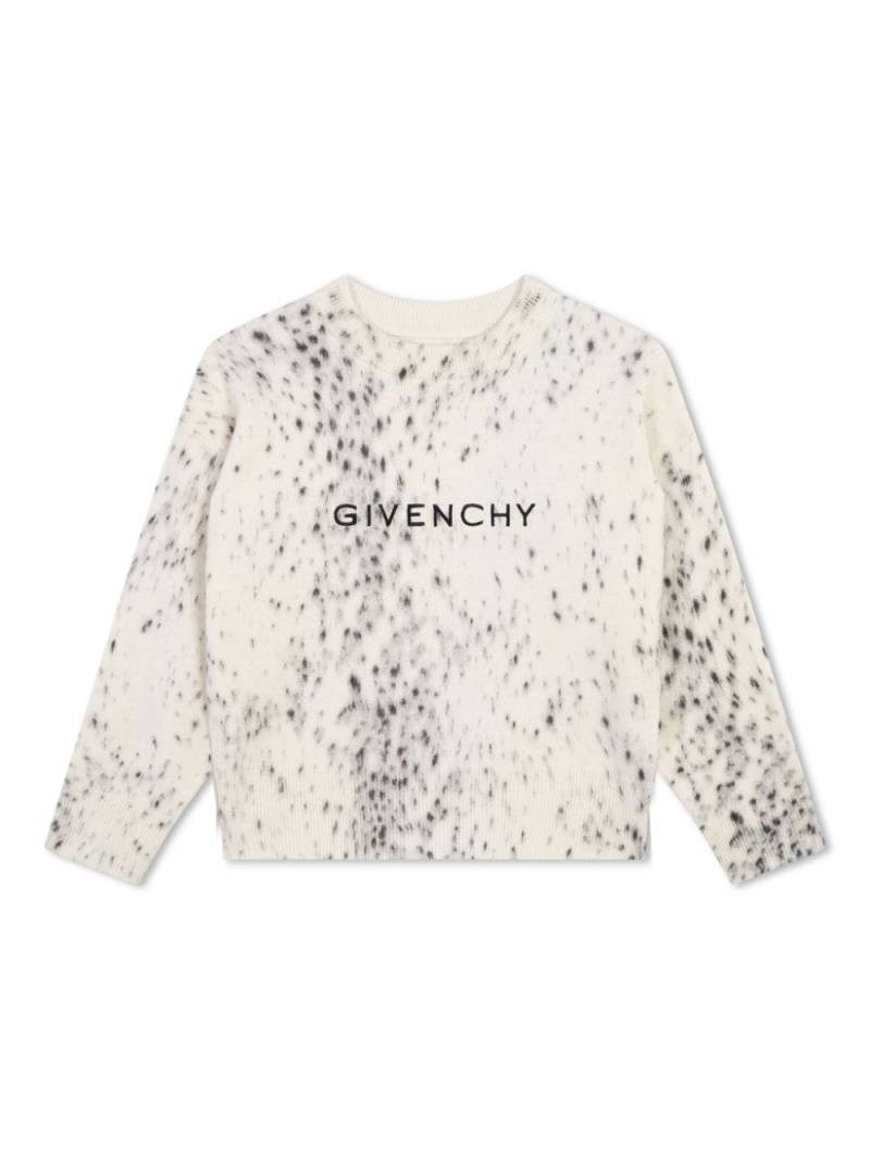 Givenchy Kids logo-embroidered animal-print jumper - Neutrals von Givenchy Kids