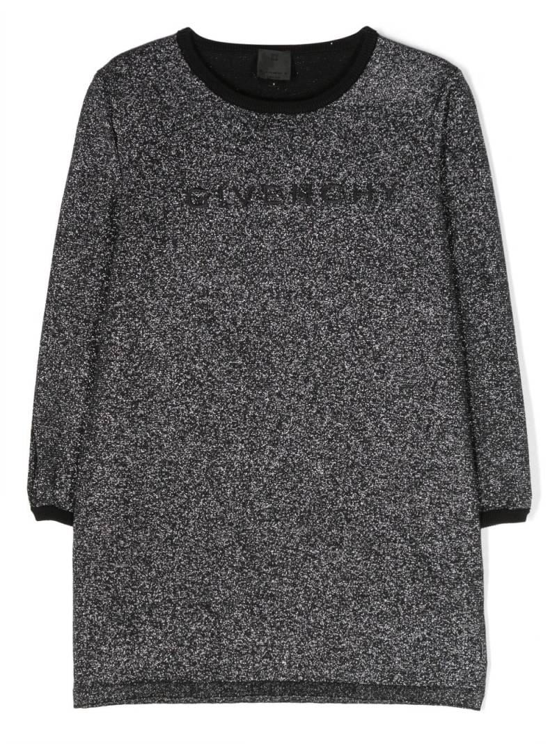 Givenchy Kids logo-embroidered metallic dress - Black von Givenchy Kids