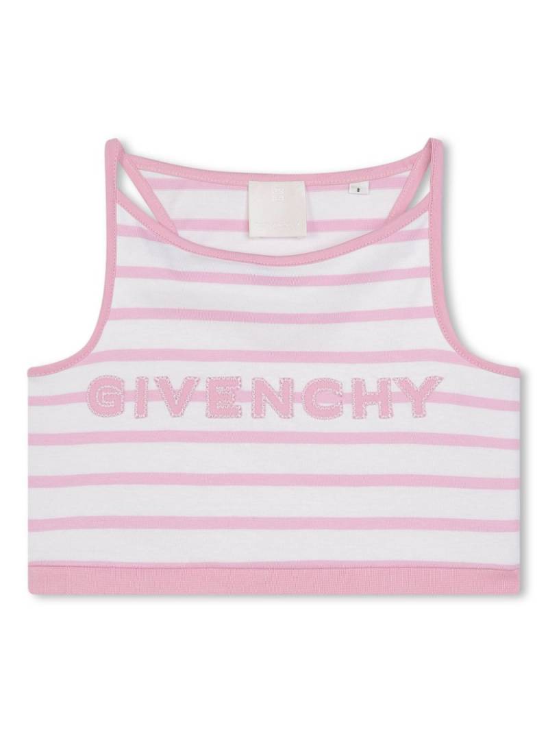 Givenchy Kids logo-embroidered striped cropped top - White von Givenchy Kids