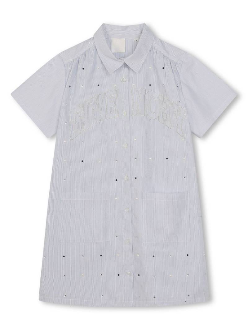 Givenchy Kids logo-embroidered striped shirtdress - White von Givenchy Kids