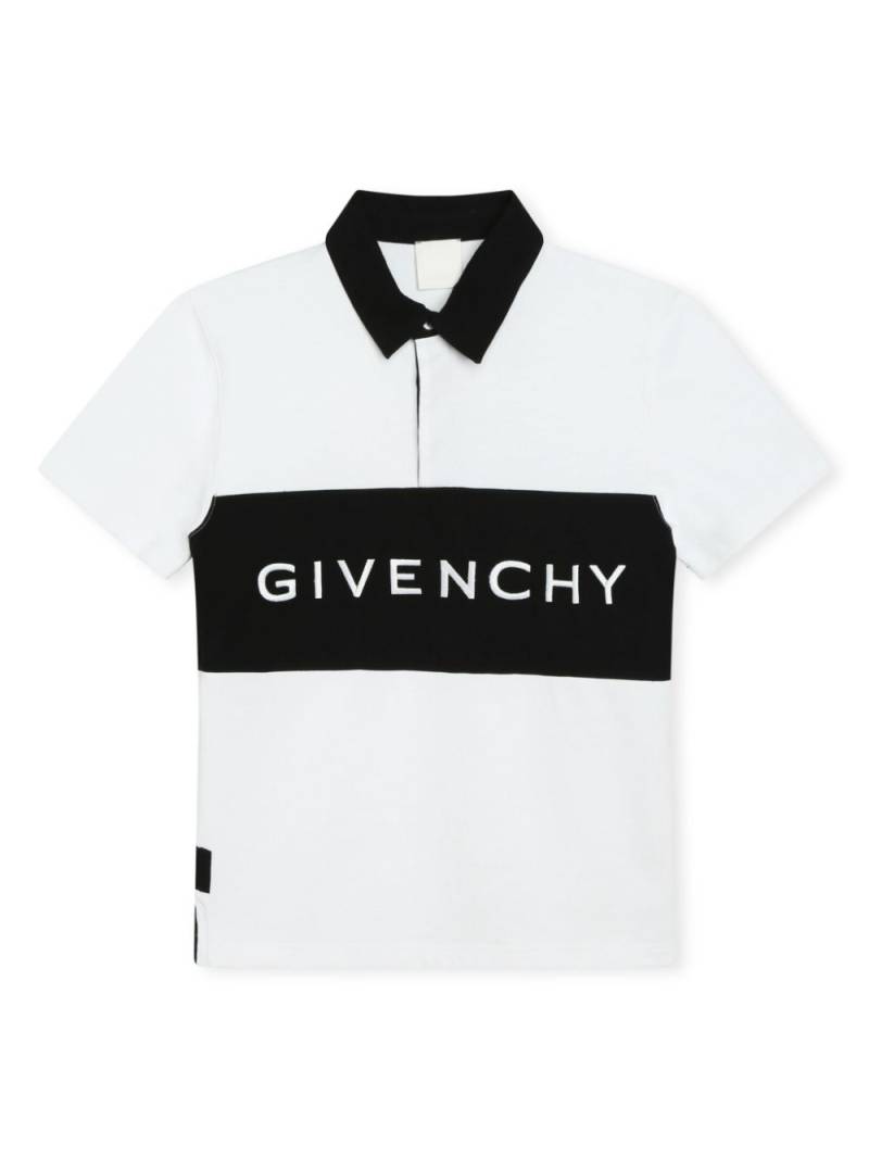 Givenchy Kids logo-embroidered two-tone polo shirt - White von Givenchy Kids